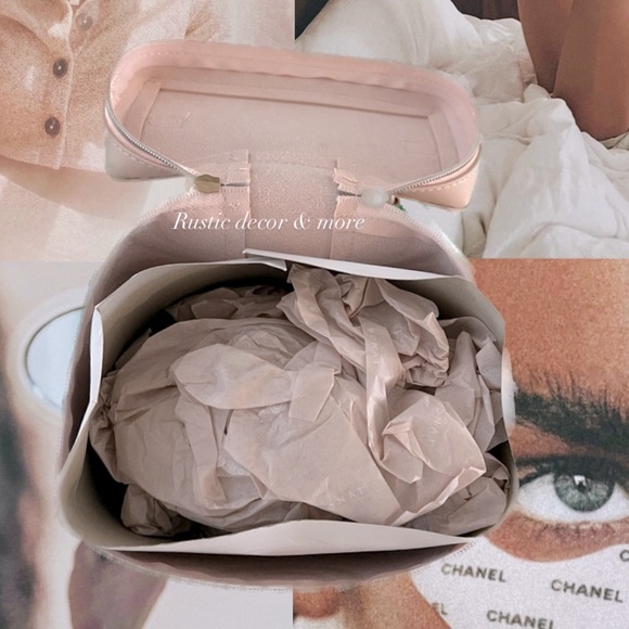 Monat Embossed Pink Makeup Bag Travel Case With Top Handle & Zipper Closure - Picture 4 of 4